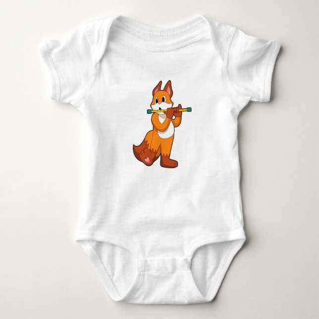 Fox at Music with Flute.PNG Baby Bodysuit (Front)