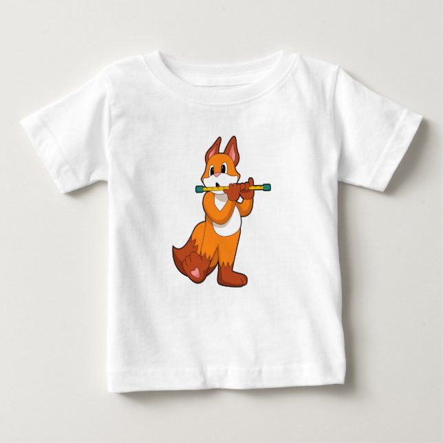 Fox at Music with Flute.PNG Baby T-Shirt (Front)