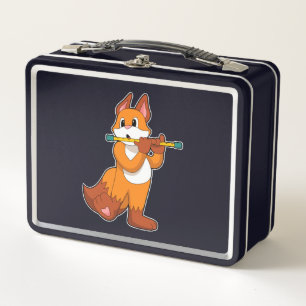 Fox at Music with Flute.PNG Metal Lunch Box
