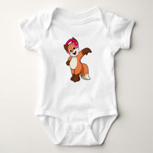 Fox at Music with Headphone Baby Bodysuit