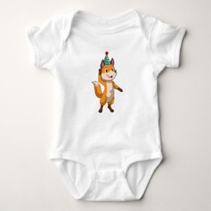 Fox at Party with Party hat Baby Bodysuit