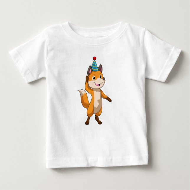 Fox at Party with Party hat Baby T-Shirt (Front)