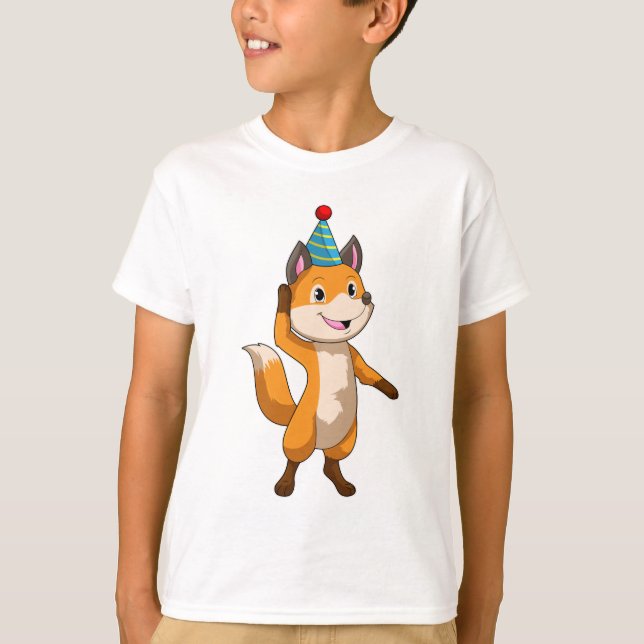 Fox at Party with Party hat T-Shirt (Front)