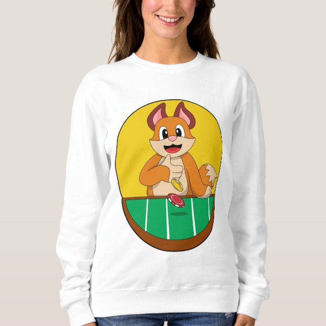 Fox at Poker with Poker chips Sweatshirt (Front)