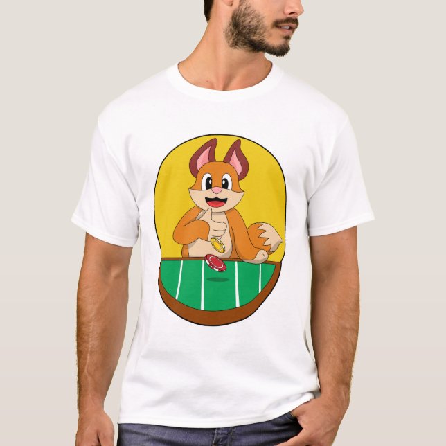 Fox at Poker with Poker chips T-Shirt (Front)