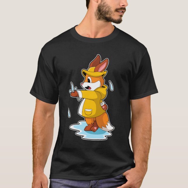 Fox at Rain with Rain drops T-Shirt (Front)
