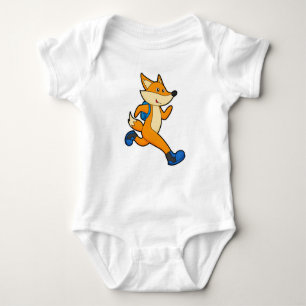 Fox at Running with Backpack Baby Bodysuit