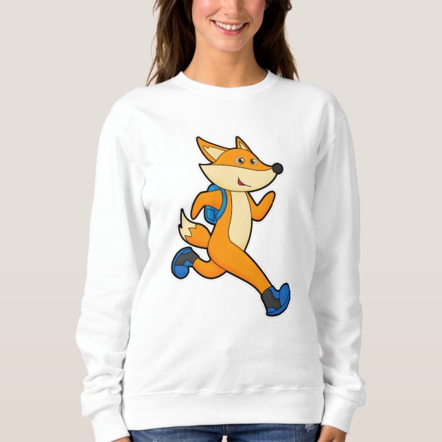 Fox at Running with Backpack Sweatshirt (Front)
