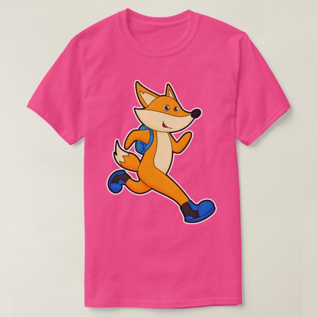 Fox at Running with Backpack T-Shirt (Design Front)