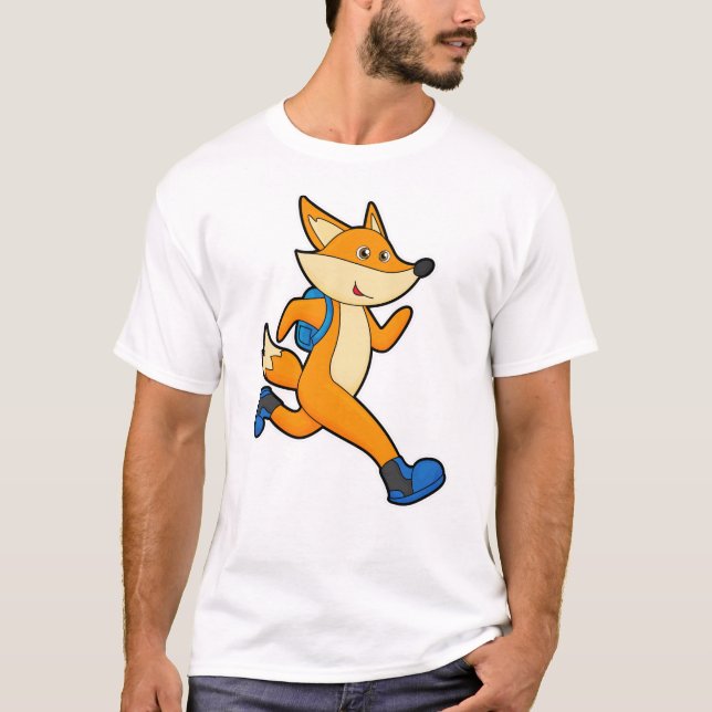 Fox at Running with Backpack T-Shirt (Front)