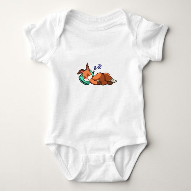 Fox at Sleeping with Pillow Baby Bodysuit (Front)