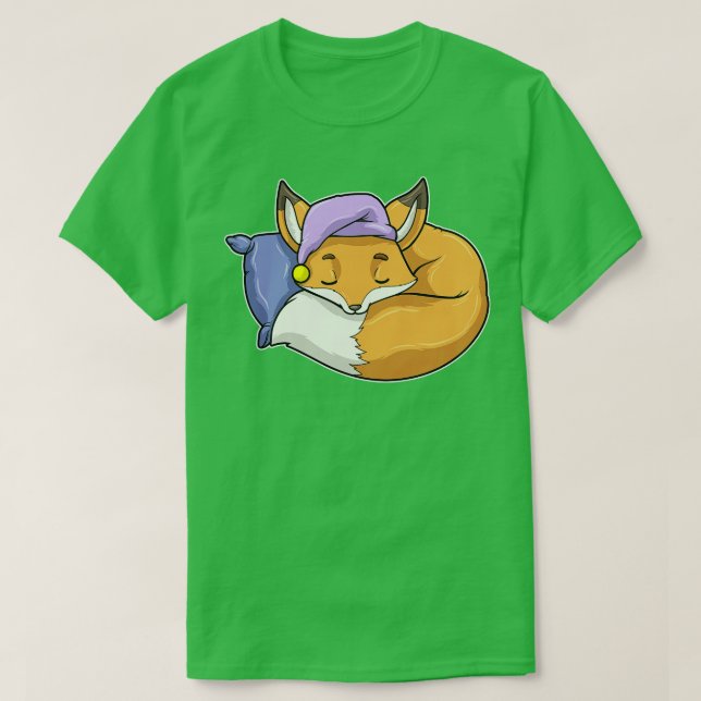 Fox at Sleeping with Pillow Sleepyhead T-Shirt (Design Front)