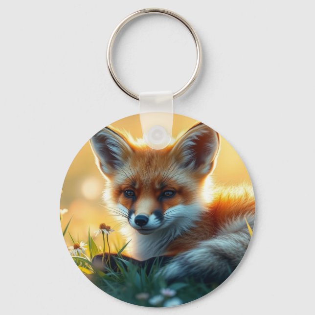 Fox at Sunset Key Ring (Front)