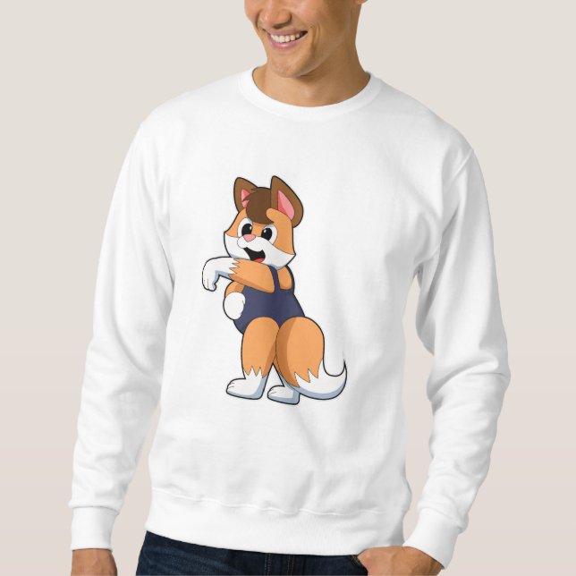 Fox at Swimming with Swimsuit Sweatshirt (Front)