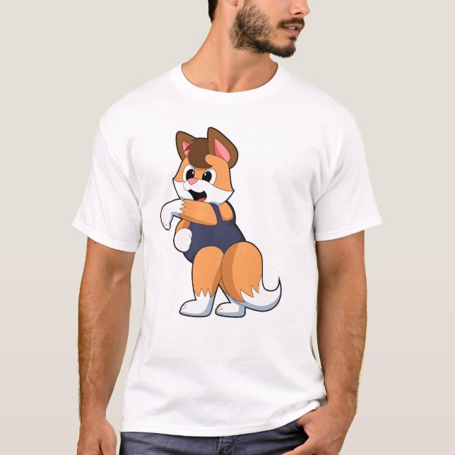 Fox at Swimming with Swimsuit T-Shirt (Front)