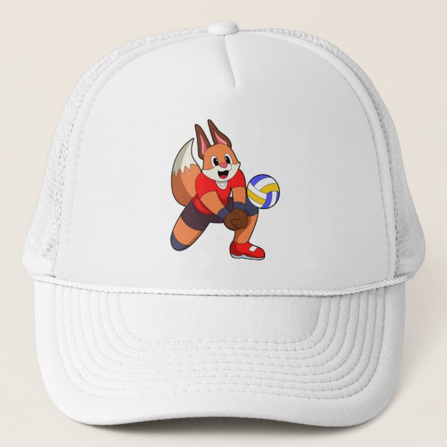 Fox at Volleyball Sports Trucker Hat (Front)