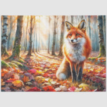 Fox Autumn Forest Watercolor