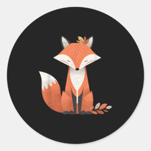 Fox Autumn Leaves Cute Animal Woodland Fall Nature Classic Round Sticker