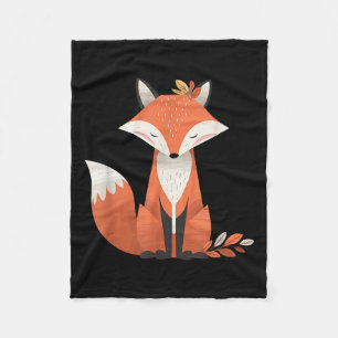 Fox Autumn Leaves Cute Animal Woodland Fall Nature Fleece Blanket
