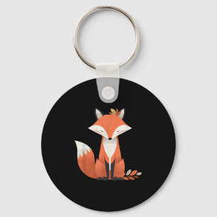 Fox Autumn Leaves Cute Animal Woodland Fall Nature Key Ring