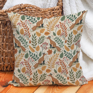 Fox Autumn Leaves Nature Warm Cushion