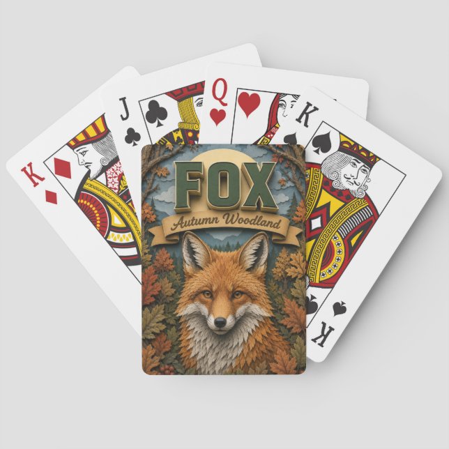 Fox Autumn Woodland POPCUT Playing Cards (Back)
