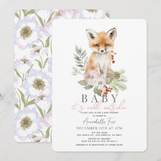 Fox Baby It's Cold Outside Baby Shower Invitation