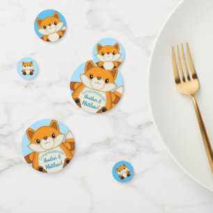 Fox Baby Shower Blue Confetti