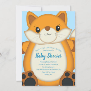 Fox Baby Shower Blue Invitation