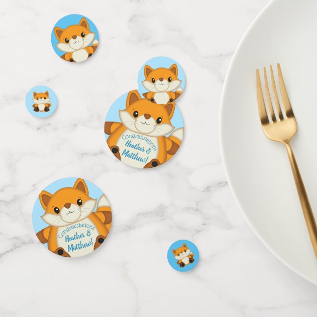 Fox Baby Shower Blue Woodland Confetti (Group)