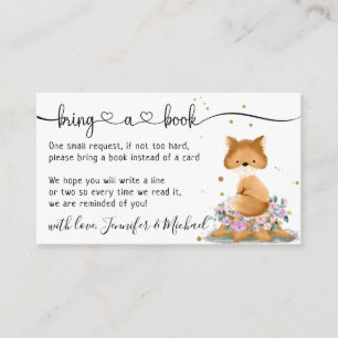Fox Baby Shower Bring a book Enclosure Card
