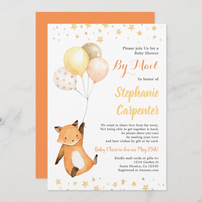 Fox Baby Shower by Mail Invitation (Front/Back)