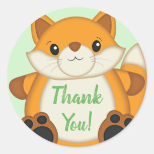Fox Baby Shower Green Classic Round Sticker