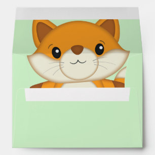 Fox Baby Shower Green Envelope