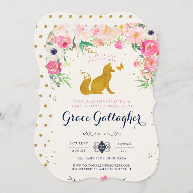 Fox Baby Shower Invitation (Front/Back)