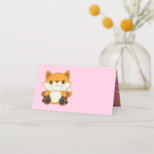 Fox Baby Shower Pink Place Card