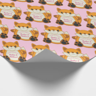 Fox Baby Shower Pink Wrapping Paper