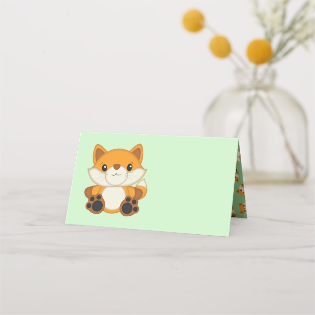 Fox Baby Shower Woodland Animal Place Card (Front)