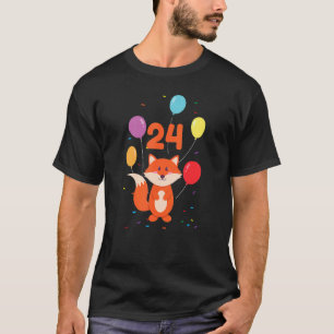 Fox Balloons 24th Birthday Party Zoo Animal 24 Yea T-Shirt