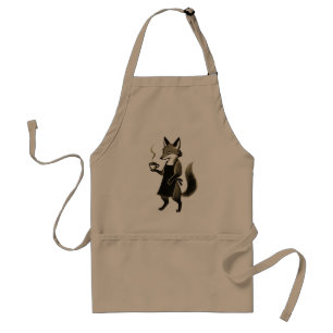 Fox Barista – Minimalist Ink Brush Coffee Time on Standard Apron