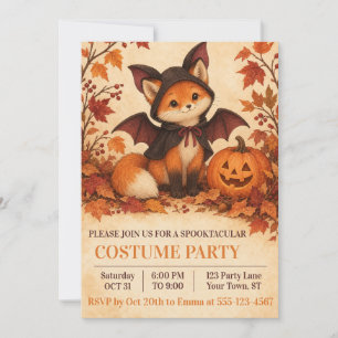 Fox Bat Costume Halloween Party Invitation
