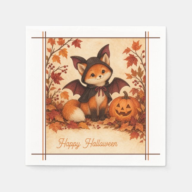 Fox Bat Costume Halloween Party Napkins (Front)
