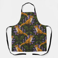 Fox, bellflowers and ivy, green, orange and viole