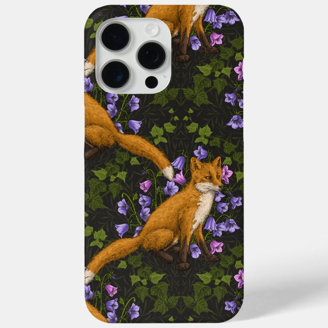 Fox, bellflowers and ivy, green, orange and viole Case-Mate iPhone Case (Back)