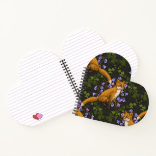 Fox, bellflowers and ivy, green, orange and viole Notebook