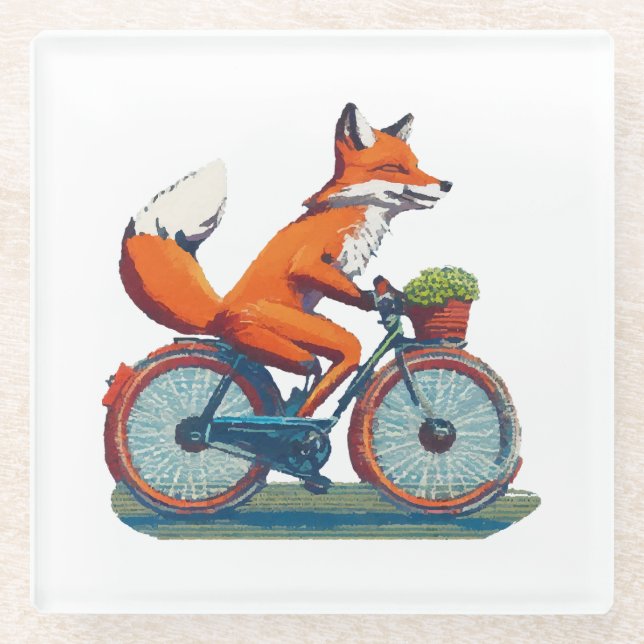 Fox Bicycle Glass Coaster (Front)