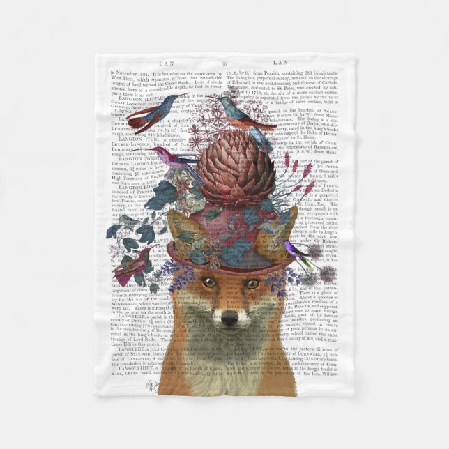 Fox Birdkeeper with Artichoke Fleece Blanket (Front)
