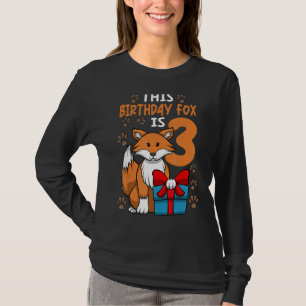 Fox Birthday 3rd Birthday Party Girl Animal Kids T-Shirt