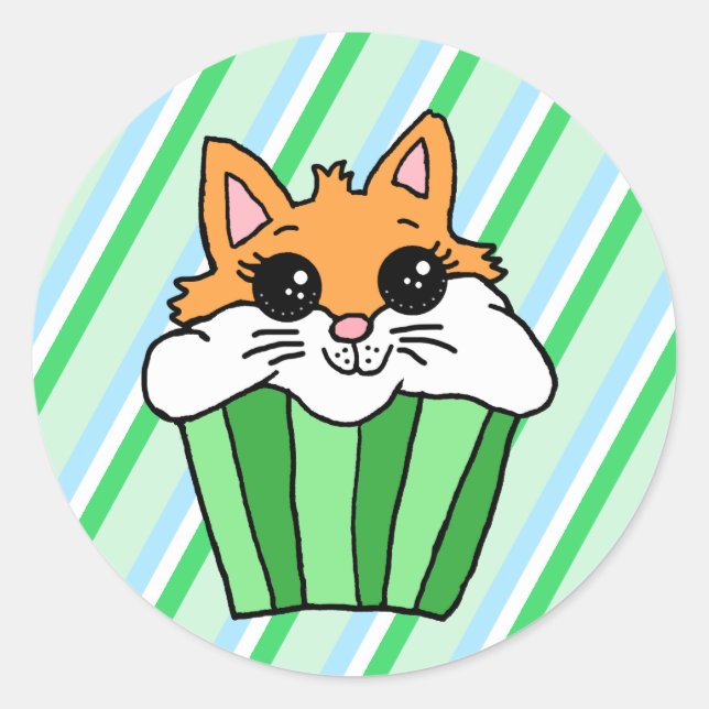 Fox Birthday Cupcake Classic Round Sticker (Front)