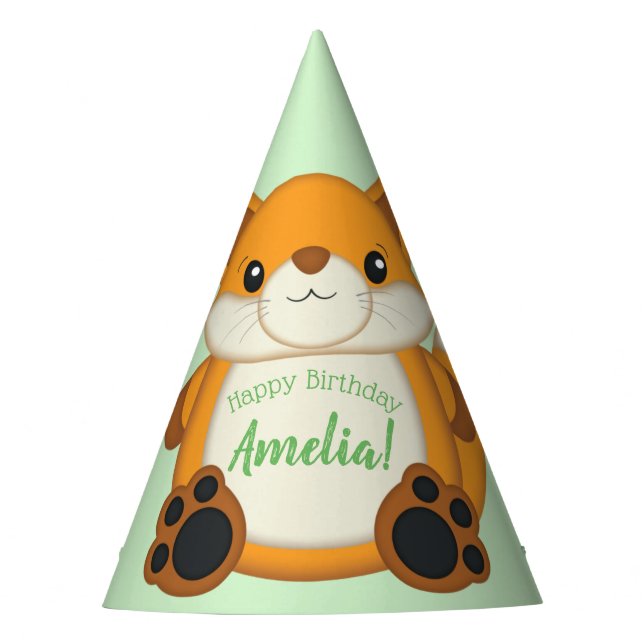 Fox Birthday Party Green Hat (Front)